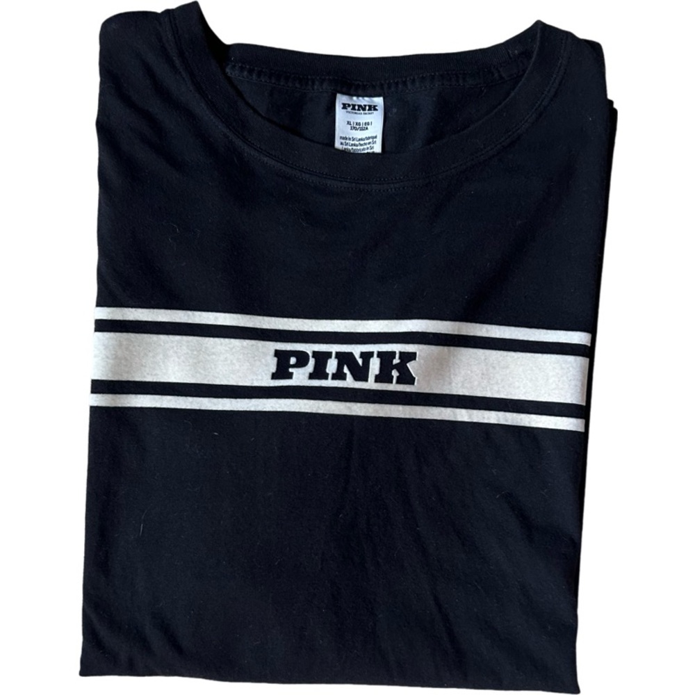 PINK Victoria's Secret Black and White Short Sleeve Tee EUC XL